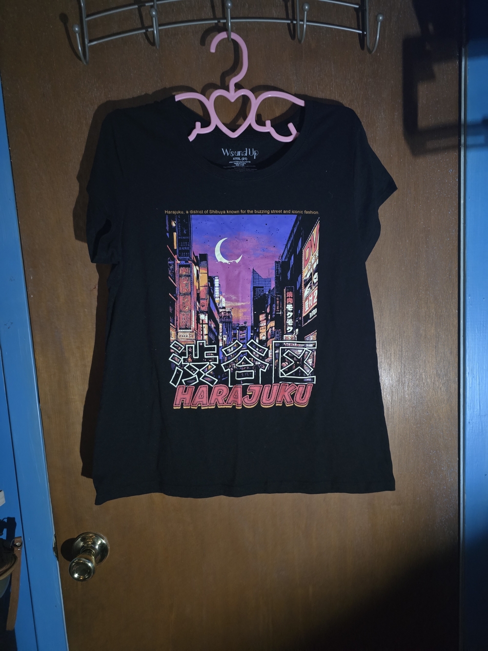 Harajuku Graphic Tee - Black with Pink & Purple Print
